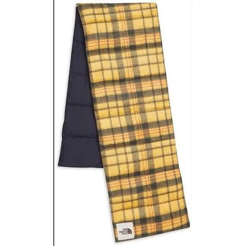 The North Face Scarf Men One Size Summit Gold Black Plaid Wool Insulated UPS1171